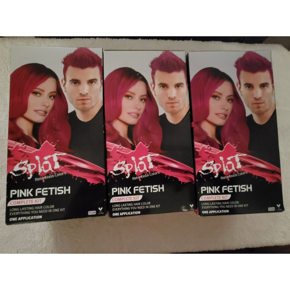 Lot of 3 Splat Original Complete Hair Dye Kit in Pink Fetish